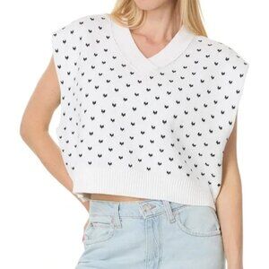 NEW  Free People Easy Street Patterned Vest in Black/Ivory 1225